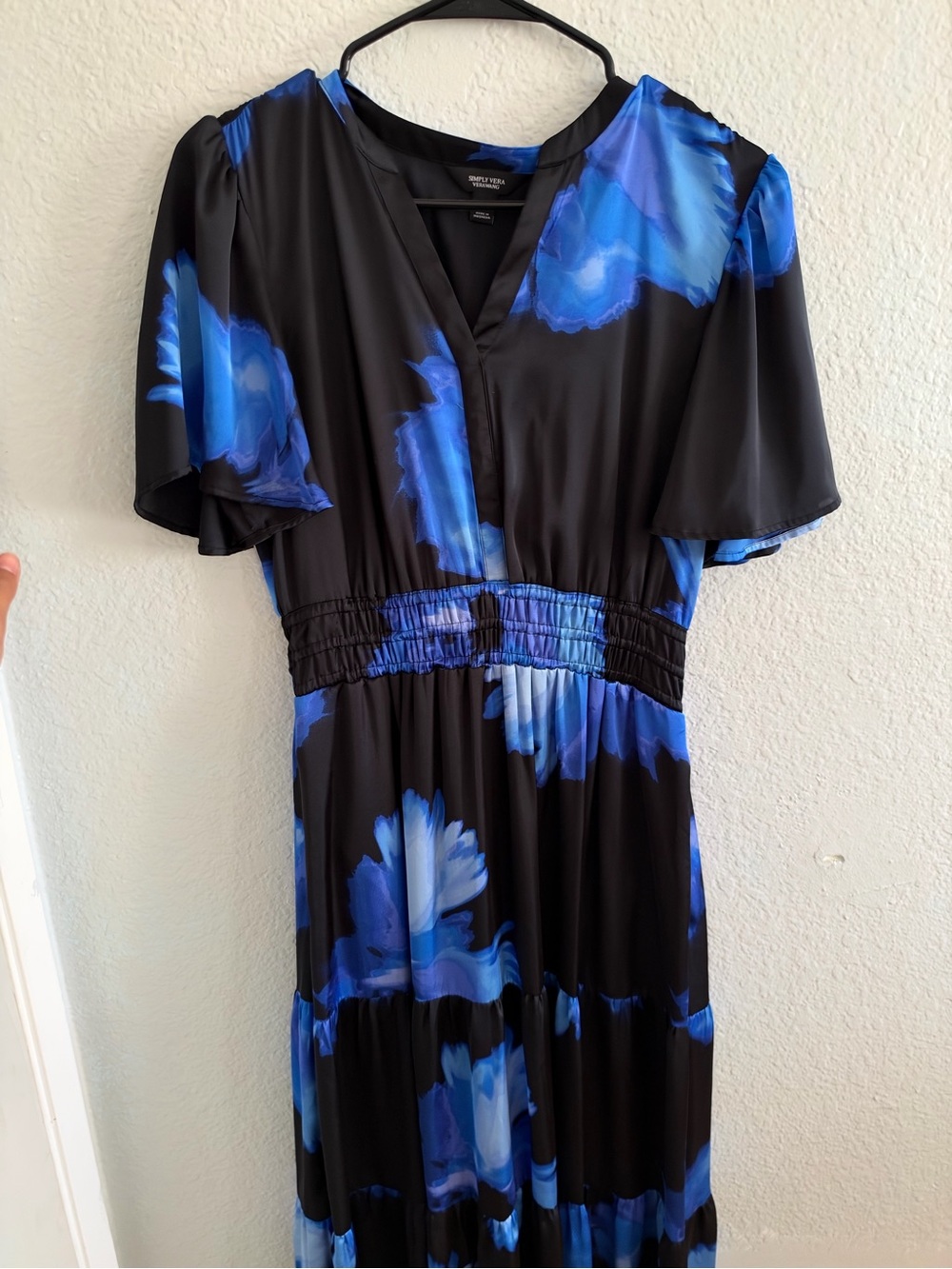 Simply Vera Vera Wang Black Maxi Dress with Blue Floral Print